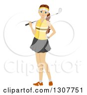 Clipart Of A Young White Woman With A Golf Club Over Her Shoulder Royalty Free Vector Illustration by BNP Design Studio