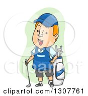 Poster, Art Print Of Cartoon Friendly Golf Caddy By A Bag