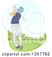 Poster, Art Print Of Rear View Of A White Male Golfer Swinging