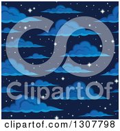 Poster, Art Print Of Seamless Night Sky With Sparkling Stars And Clouds