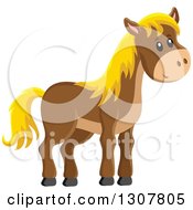 Poster, Art Print Of Cute Brown Horse With Blond Hair