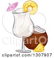 Poster, Art Print Of Pina Colada Alcoholic Drink With Coconut And Pineapple