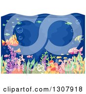 Clipart Of A Sketched Aquarium With Fish And Corals Royalty Free Vector Illustration by BNP Design Studio