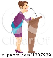 Brunette White Business Woman Or Politician Speaking At A Podium