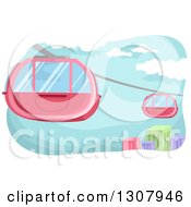 Clipart Of Cable Cars Over A City Against Blue Sky Royalty Free Vector Illustration