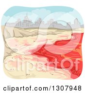 Poster, Art Print Of Red Tide Beach And Sketched City