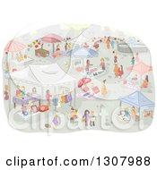 Poster, Art Print Of Sketch Of A Flea Market With People