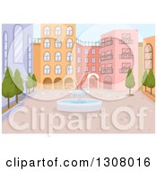 Poster, Art Print Of Water Fountain In The Middle Of A Courtyard
