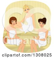 Poster, Art Print Of Group Of Female Friends Talking In A Sauna