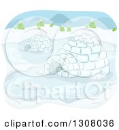 Sketch Of Igloos In The Snow