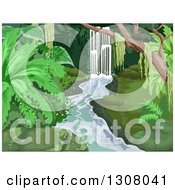 Poster, Art Print Of Waterfall In A Lush Tropical Forest