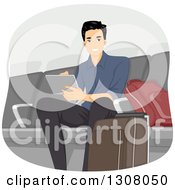 Poster, Art Print Of Handsome Young Man Using A Tablet Computer In An Airport Lounge