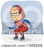 Clipart Of A Cartoon Red Haired White Male Speed Skater Royalty Free Vector Illustration by BNP Design Studio
