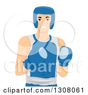 Poster, Art Print Of Caucasian Young Male Athlete Boxer In Gear