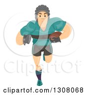 Beefy Caucasian Rugby Player Running