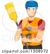 Poster, Art Print Of Happy Young White Man With Rafting Gear