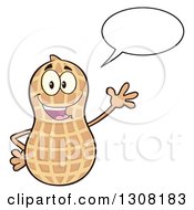 Poster, Art Print Of Happy Peanut Mascot Character Talking And Waving