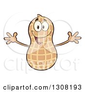 Poster, Art Print Of Happy Peanut Mascot Character With Open Arms