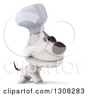 Clipart Of A 3d Jack Russell Terrier Dog Chef Walking To The Right Royalty Free Illustration