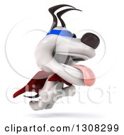 Clipart Of A 3d Jack Russell Terrier Dog Super Hero Facing Right And Leaping Royalty Free Illustration