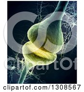 Clipart Of A 3d Neuron Dendrite Connection On Black Royalty Free Illustration