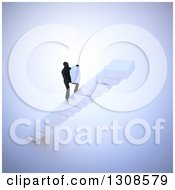 Poster, Art Print Of 3d Silhouetted Man Building His Own Staircase With Blocks