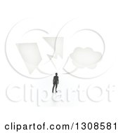 3d Black Business Man With Three Speech Bubbles On White