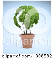 Poster, Art Print Of 3d Leafy Globe Plant In A Terra Cotta Pot Over Blue