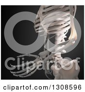 Clipart Of A 3d Human Skeleton With Glowing Pain In The Elbow Joint On Black Royalty Free Illustration