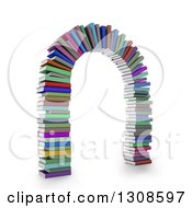 3d Arch Made Of Colorful Text Books On White