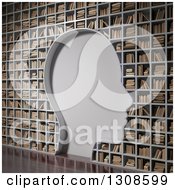 3d Silhouetted Head Blank Space In A Library Book Shelf Wall