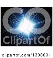 Clipart Of A 3d View Upwards Towards A Bright Sky In The Center Of An Apartment Building Complex Royalty Free Illustration by Mopic