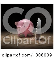 Poster, Art Print Of 3d Saw Cutting A Circle Around A Piggy Bank On Wood