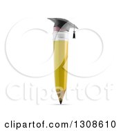 Poster, Art Print Of 3d Yellow Pencil Wearing A Graduation Cap