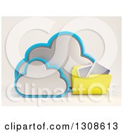 3d Cloud Storage Icon With A Photo Folder On Off White
