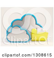 Poster, Art Print Of 3d Cloud Storage Icon With A Plain Document Folder On Off White