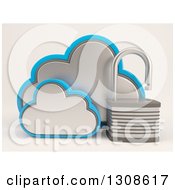 Poster, Art Print Of 3d Cloud Storage Icon With An Open Padlock On Shaded White