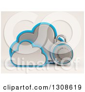 3d Cloud Storage Icon With A Round Padlock On Shaded White