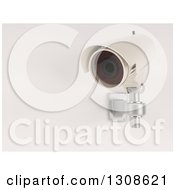 Poster, Art Print Of 3d White Hd Cctv Security Surveillance Camera Mounted On A Wall On Off White