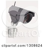 Poster, Art Print Of 3d Black Hd Cctv Security Surveillance Camera Mounted On A Wall On Off White