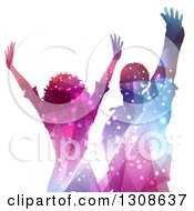 Poster, Art Print Of Colorful Sparkling Silhouetted Woman And Man Dancing On White