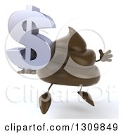 Clipart Of A 3d Milk Chocolate Or Poop Character Facing Slightly Right Jumping And Holding A Dollar Symbol Royalty Free Illustration by Julos