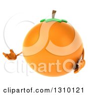 Clipart Of A 3d Navel Orange Character Presenting 2 Royalty Free Illustration