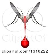 Clipart Of A Cartoon Mosquito Flying With A Blood Drop Royalty Free Illustration by Julos