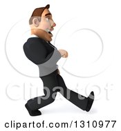 Clipart Of A 3d Macho White Businessman Walking With Big Strides To The Right Royalty Free Illustration