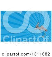 Clipart Of A Cartoon Tough Gorilla Mechanic Man Punching With A Wrench And Blue Rays Background Or Business Card Design Royalty Free Illustration by patrimonio