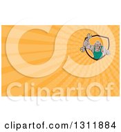 Clipart Of A Cartoon Tough Gorilla Mechanic Man Punching With A Wrench And Orange Rays Background Or Business Card Design Royalty Free Illustration by patrimonio