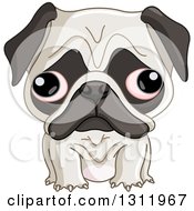 Poster, Art Print Of Cute Pug Puppy Dog With Big Eyes