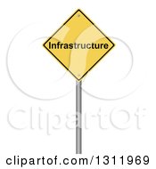 Poster, Art Print Of 3d Yellow Infrastructure Warning Sign On White