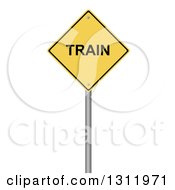Poster, Art Print Of 3d Yellow Train Warning Sign On White